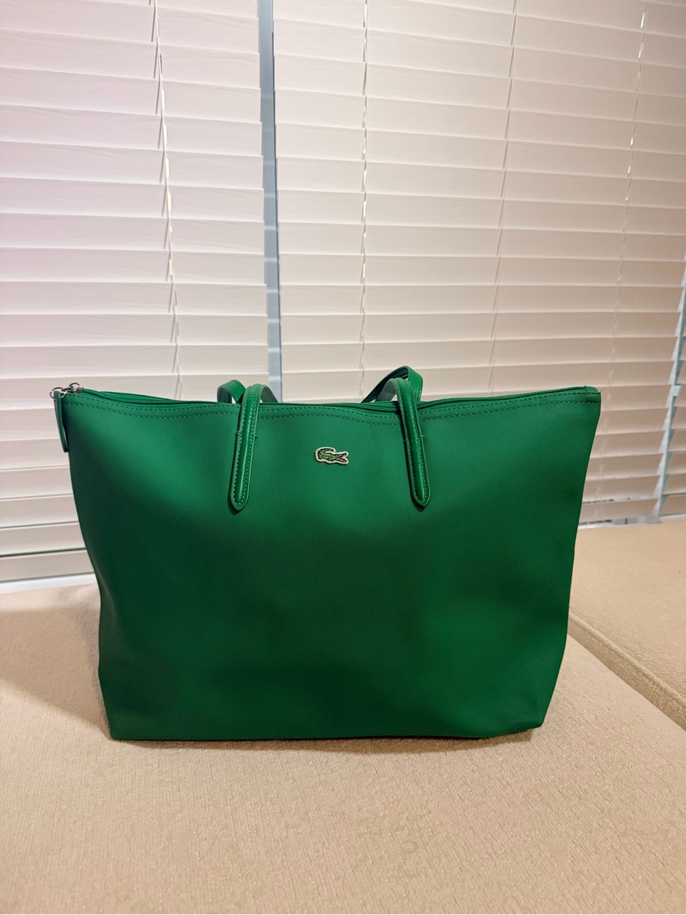 Lacoste L.12.12 Concept Kelly Green Large Zippered Tote Shopper
